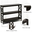 Costway 3-Tier X-Design Bookshelf Sofa Side Accent Console Table in Espresso