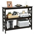 Costway 3-Tier X-Design Bookshelf Sofa Side Accent Console Table in Espresso