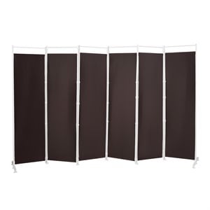 Costway 6-panel Fabric and Steel Folding Room Divider with Steel Frame in Brown