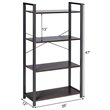 Costway 4-tier Contemporary Particle Board and Iron Bookshelf in Rustic Black