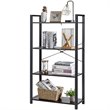 Costway 4-tier Contemporary Particle Board and Iron Bookshelf in Rustic Black
