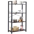 Costway 4-tier Contemporary Particle Board and Iron Bookshelf in Rustic Black