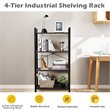 Costway 4-tier Contemporary Particle Board and Iron Bookshelf in Rustic Black