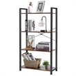 Costway 4-tier Contemporary Particle Board and Iron Bookshelf in Rustic Brown