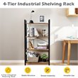 Costway 4-tier Contemporary Particle Board and Iron Bookshelf in Rustic Brown