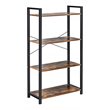 Costway 4-tier Contemporary Particle Board and Iron Bookshelf in Rustic Brown
