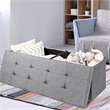 Costway Fabric and MDF Folding Storage Bench with Metal Divider in Light Gray