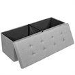 Costway Fabric and MDF Folding Storage Bench with Metal Divider in Light Gray
