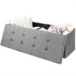 Costway Fabric and MDF Folding Storage Bench with Metal Divider in Light Gray