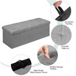 Costway Fabric and MDF Folding Storage Bench with Metal Divider in Light Gray