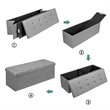 Costway Fabric and MDF Folding Storage Bench with Metal Divider in Light Gray