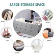 Costway Fabric and MDF Folding Storage Bench with Metal Divider in Light Gray
