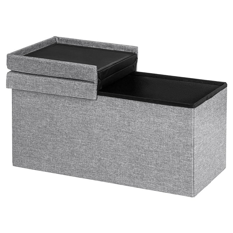Costway 30'' Folding Storage Ottoman with Lift Top/Bedroom Bench in Light Gray