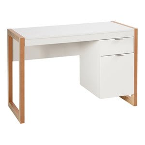 Costway Contemporary Engineered Wood Computer Desk with Drawers in Natural