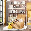 Costway Bamboo Rolling Storage Organizer Office Box in Natural