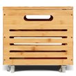 Costway Bamboo Rolling Storage Organizer Office Box in Natural