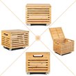 Costway Bamboo Rolling Storage Organizer Office Box in Natural