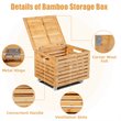 Costway Bamboo Rolling Storage Organizer Office Box in Natural
