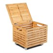 Costway Bamboo Rolling Storage Organizer Office Box in Natural