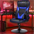Costway PVC and Sponge Adjustable Height Swivel Rocking Gaming Chair in Blue