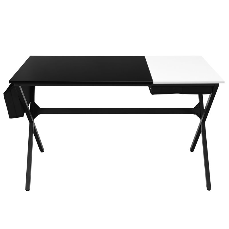 Costway Contemporary Wood Computer Desk with Drawer & Storage Bag in Black