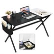 Costway Contemporary Wood Computer Desk with Drawer & Storage Bag in Black