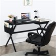 Costway Contemporary Wood Computer Desk with Drawer & Storage Bag in Black