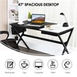 Costway Contemporary Wood Computer Desk with Drawer & Storage Bag in Black