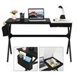 Costway Contemporary Wood Computer Desk with Drawer & Storage Bag in Black
