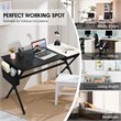 Costway Contemporary Wood Computer Desk with Drawer & Storage Bag in Black