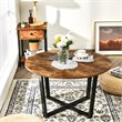 Costway Round Industrial Cocktail Side Coffee Table with Metal Frame in Brown