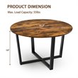 Costway Round Industrial Cocktail Side Coffee Table with Metal Frame in Brown