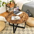 Costway Round Industrial Cocktail Side Coffee Table with Metal Frame in Brown
