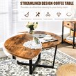 Costway Round Industrial Cocktail Side Coffee Table with Metal Frame in Brown