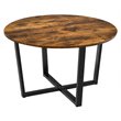 Costway Round Industrial Cocktail Side Coffee Table with Metal Frame in Brown