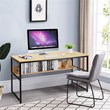 Costway 55'' Engineered Wood Computer Desk with Storage Shelf in Natural