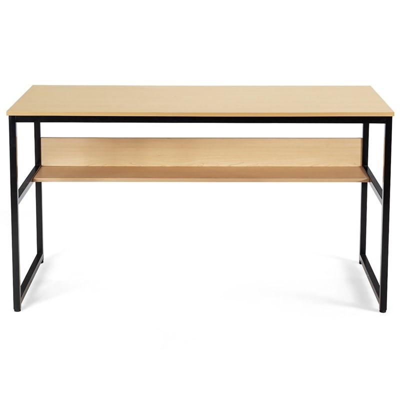 Costway 55'' Engineered Wood Computer Desk with Storage Shelf in Natural