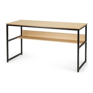 Costway 55'' Engineered Wood Computer Desk with Storage Shelf in Natural