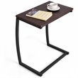 Costway C-shaped Contemporary MDF and Steel End Table with Steel Frame in Coffee
