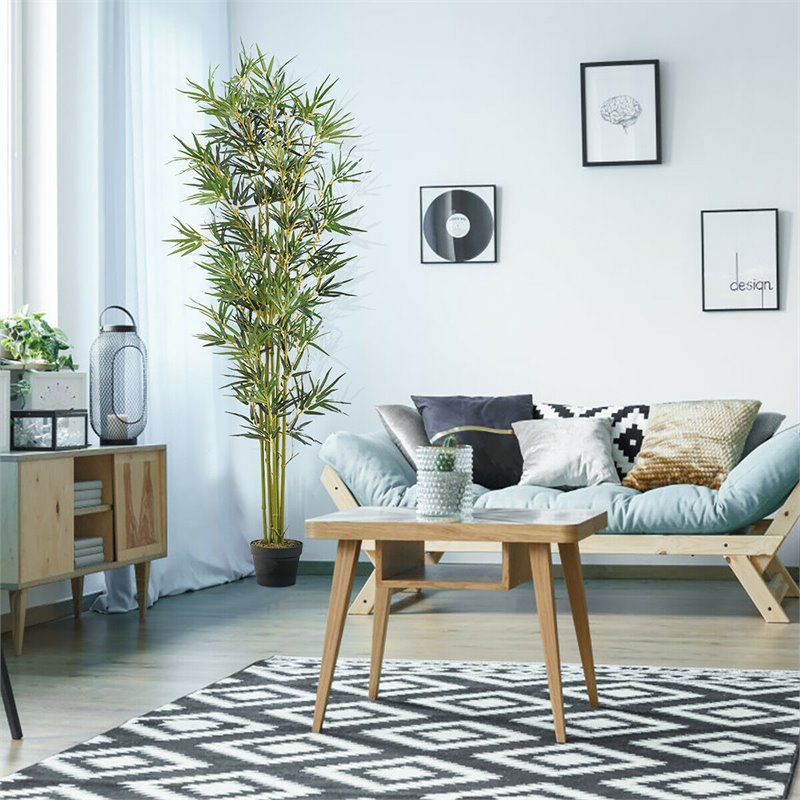 Costway 6ft Home Office Decorative Artificial Bamboo Silk Tree Planter in Green