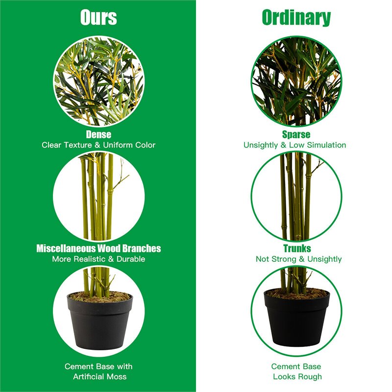 Costway 6ft Home Office Decorative Artificial Bamboo Silk Tree Planter in Green