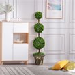 Costway 4' Artificial Topiary Triple Ball Tree Plant with UV Resistant in Green