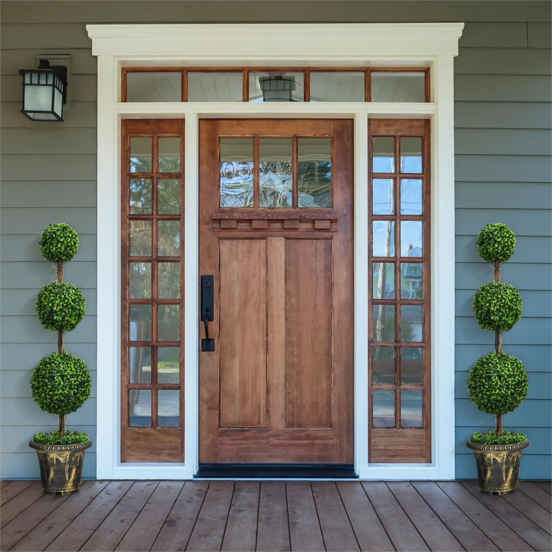 Costway 4' Artificial Topiary Triple Ball Tree Plant with UV Resistant in Green