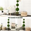 Costway 4' Artificial Topiary Triple Ball Tree Plant with UV Resistant in Green