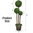 Costway Artificial Topiary Triple Ball Tree Plant with UV Resistant in Green