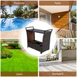 Costway Contemporary Rattan and Steel Patio Bar Serving Cart in Brown