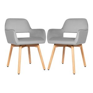 Costway Iron and Velvet Fabric Accent Leisure Armchairs in Gray (Set of 2)