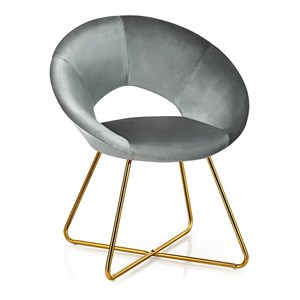 Costway Contemporary Velvet Accent Chair with Golden Metal Leg in Gray