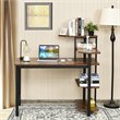 Costway Engineered Wood Computer Desk with Storage Shelves in Rustic Brown