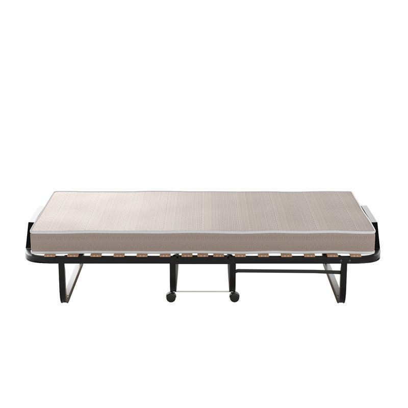 Costway Sturdy Metal Frame & Foam Mattress Rollaway Guest Folding Bed in Black
